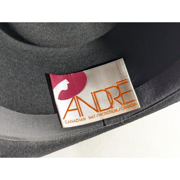 Vintage Black wool cowboy hat by Andre Canadian hat Montreal Canada 56 cm, - Picture 8 of 10